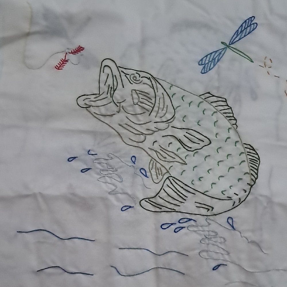 Embroidered Fish Design Tapestry